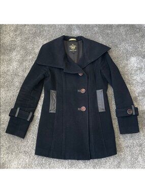 VGC Mackage Wool Blend Pea Coat - Black - Size Medium